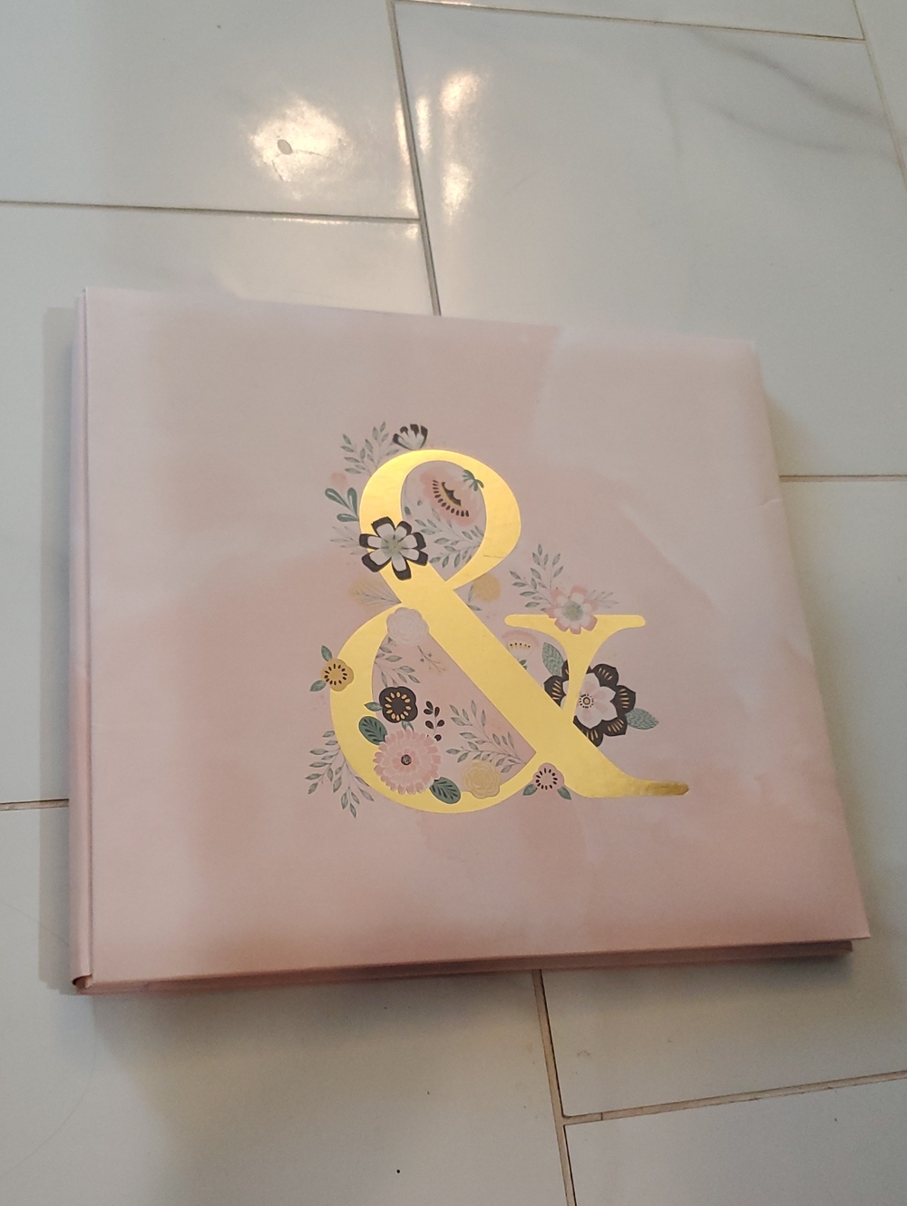 Blush Pink Floral Ampersand 12x12 Decorative Scrapbook Photo Album